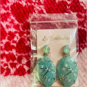 Statement Clip on earrings ed bird and crystal (Jade)